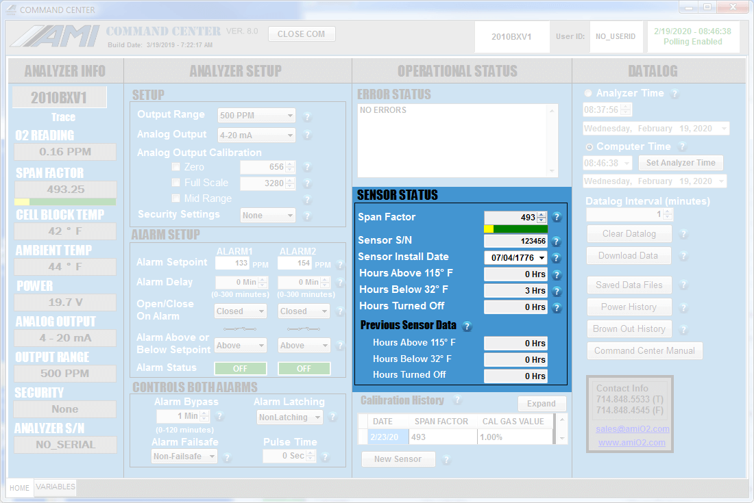 Sensor Status 